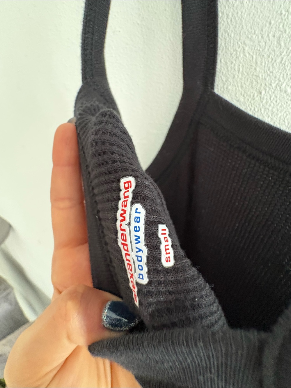 Alexander Wang Black Ribbed Tank Dress with Logo Patch - Picture 5 of 6